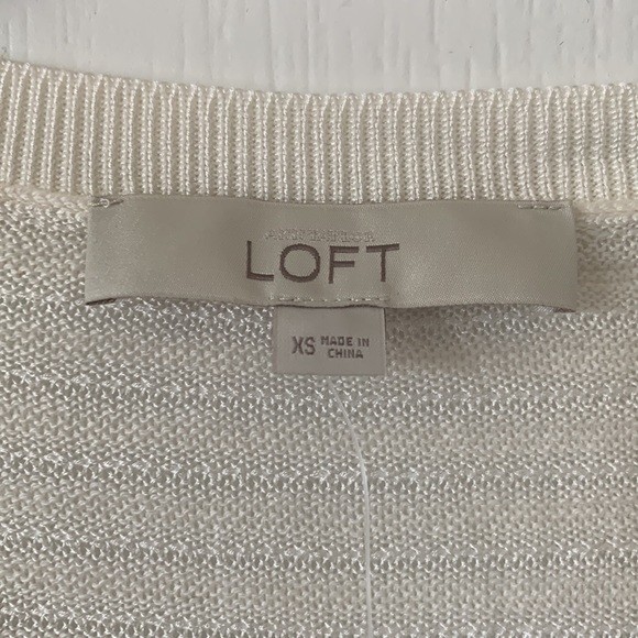 NWT LOFT Off-White Striped Knit Light Sweater - Picture 3 of 9